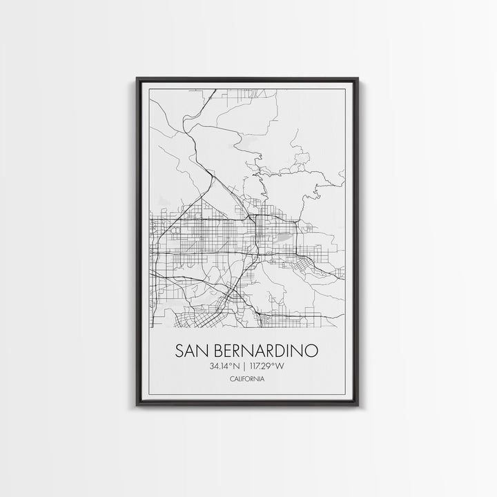 San Bernardino Street Map, California Map, City Map Print, Minimalist Art, Wall Art, Canvas Print, Unique Wall Décor, Friends Gift,