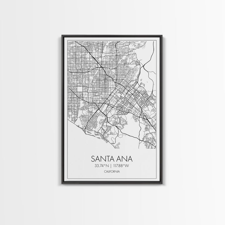 Santa Ana Street Map, California Map, City Map Print, Minimalist Art, Wall Art, Canvas Print, Living Room Décor, Adventure Gifts, Travel Art