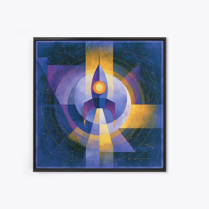 Retro Space Poster Framed Canvas Print, Space Art, Luxury Decor, Spa Decor, Fine Art, Serenity, Room Decor, Art Prints, SAR-1x1-21
