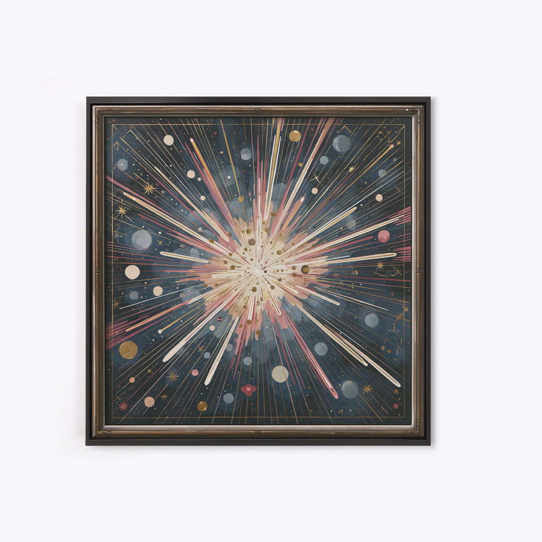 Meteor Shower over Black Sky Canvas Print, Space Art, Canvas, Spa Decor, Serenity, Living Room Wall Art, Retro Wall Art, SAR-1x1-23