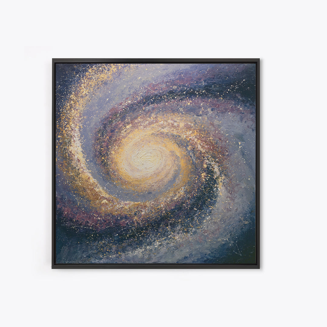Galaxy Spiral in Jewel Tone Paint Framed Canvas Print, Space Art, Space, Spa Decor, Fine Art, Serenity, Statement Artwork, SAR-1x1-39