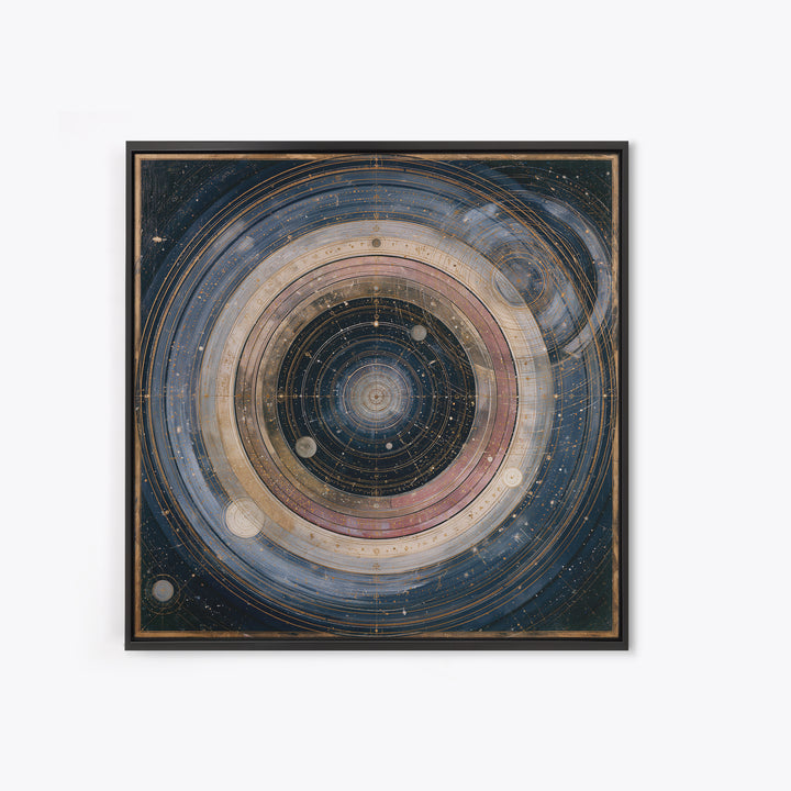 Planetary Rings Made of Ice and Light Framed Canvas Print, Space Art, Minimalist Wall Art, Spa Decor, Abstract Art, Serenity, SAR-1x1-42