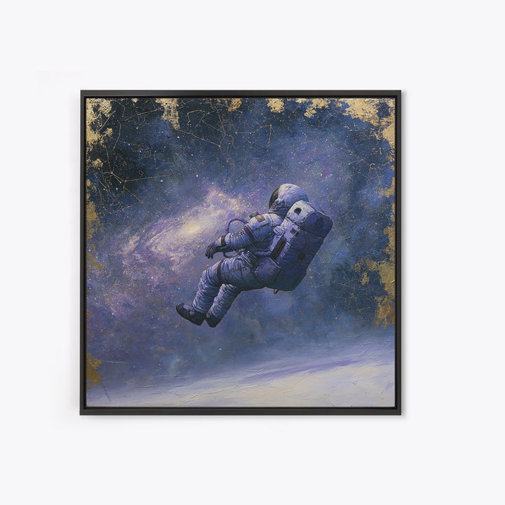 Astronaut Floating Near a Glowing Galaxy Framed Canvas Print, Space Art, Gallery Decor, Spa Decor, Oil Painting, Serenity, SAR-1x1-51