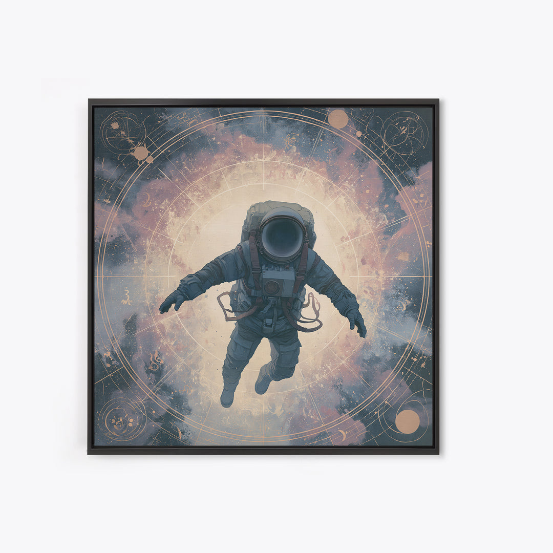 Astronaut Floating Near a Glowing Galaxy Canvas Print, Space Art, Painting, Spa Decor, Fine Art, Serenity, Canvas Wall Art, SAR-1x1-99