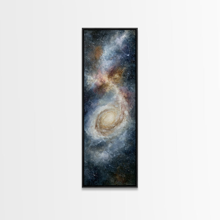 Galaxy Spiral in Jewel Tone Paint Canvas Print, Space Art, Living Room Wall Art, Spa Decor, Oil Painting, Serenity, SAR-1x3-27