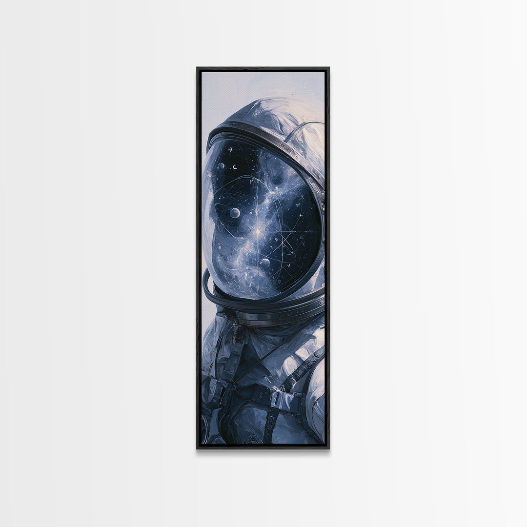 Astronaut Helmet Reflecting a Nebula Framed Canvas Print, Space Art, Canvas Wall Art, Spa Decor, Serenity, Gallery Decor, SAR-1x3-52