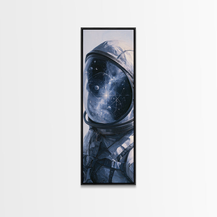 Astronaut Helmet Reflecting a Nebula Framed Canvas Print, Space Art, Canvas Wall Art, Spa Decor, Serenity, Gallery Decor, SAR-1x3-52
