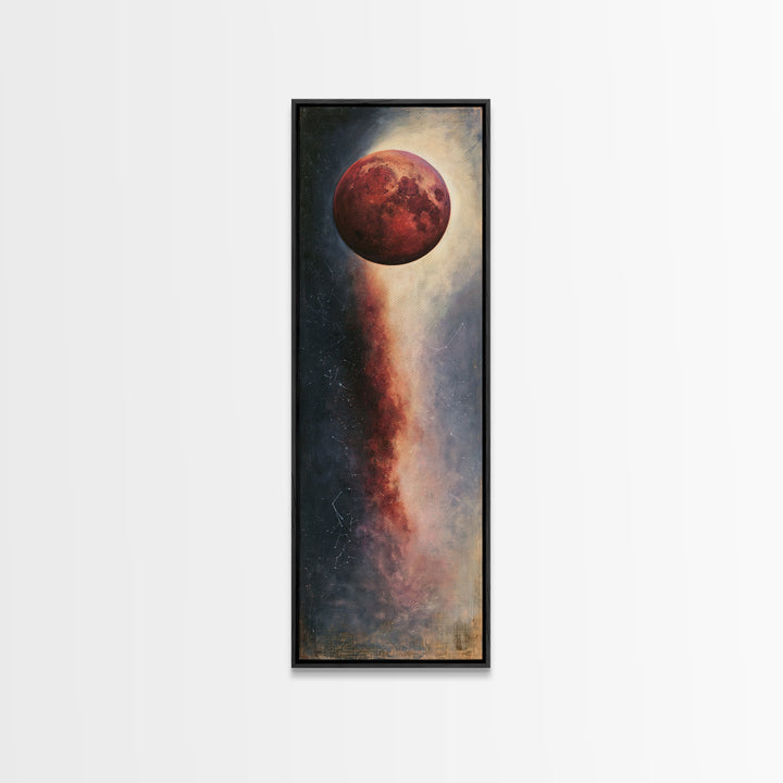 Lunar Eclipse in Deep Red Tones Framed Canvas Print, Space Art, Contemporary Art, Spa Decor, Fine Art, Serenity, SAR-1x3-71