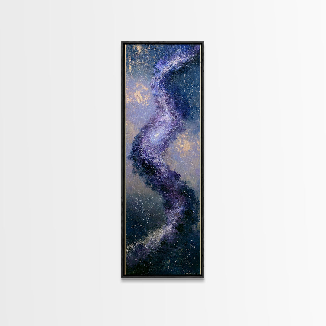 Galaxy Spiral in Jewel Tone Paint Framed Canvas Print, Space Art, Wall Art, Spa Decor, Fine Art, Serenity, Wall Art Prints, SAR-1x3-75