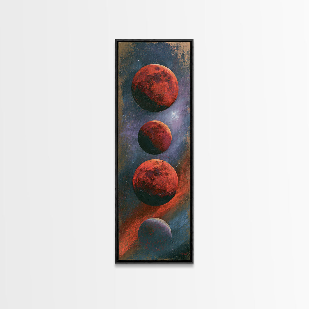Lunar Eclipse in Deep Red Tones Canvas Print, Space Art, Wall Decor, Spa Decor, Fine Art, Serenity, Canvas Wall Art, SAR-1x3-95