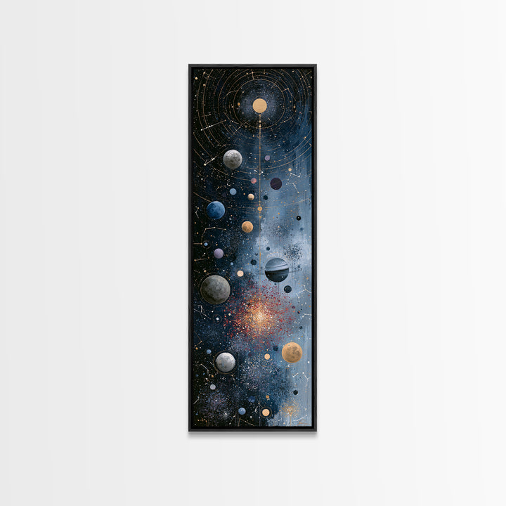 Cosmic Garden with Planets as Flowers Canvas Print, Space Art, Home Decor, Spa Decor, Fine Art, Serenity, Wall Art Prints, SAR-1x3-97