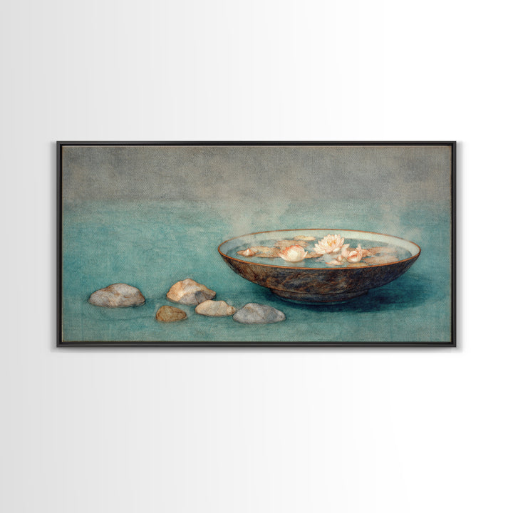 Meteor Shower over Black Sky Framed Canvas Print, Space Art, Minimalist Wall Art, Spa Decor, Fine Art, Serenity, Home Decor, SAR-2x1-19