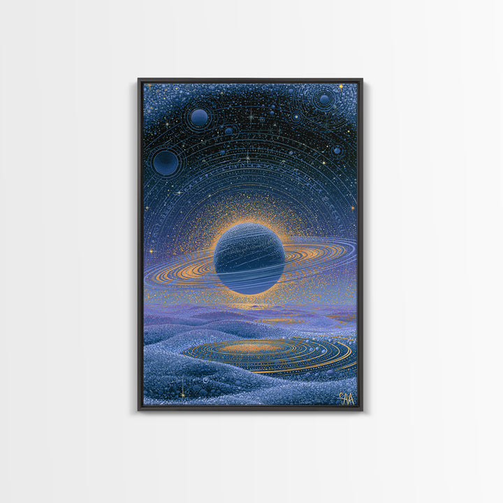 Ringed Planet Rising Canvas Print, Space Art, Wall Decor, Spa Decor, Fine Art, Serenity, Large Wall Art, Canvas Wall Art, SAR-2x3-10
