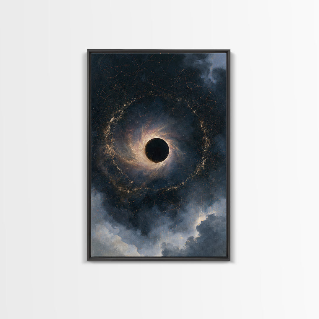 Black Hole with Radiant Accretion Ring Canvas Print, Space Art, Art Print, Spa Decor, Fine Art, Serenity, Modern Wall Art, SAR-2x3-15