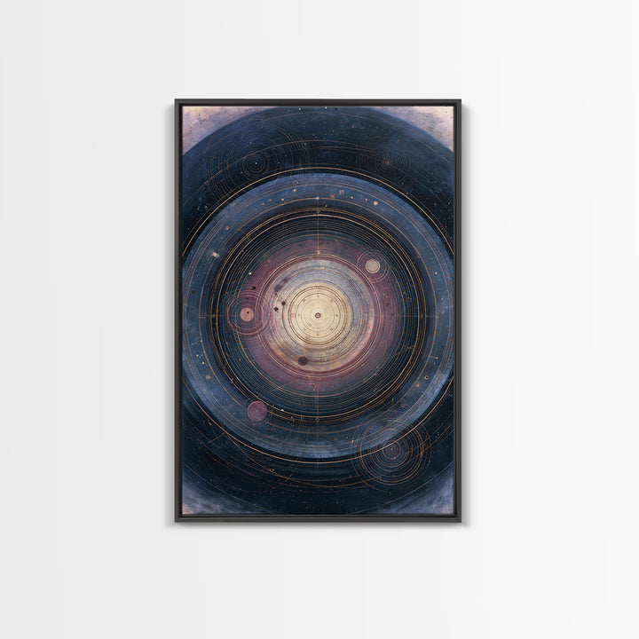 Planetary Rings Made of Ice and Light Framed Canvas Print, Space Art, Oil Painting, Spa Decor, Watercolor Art, Serenity, SAR-2x3-74
