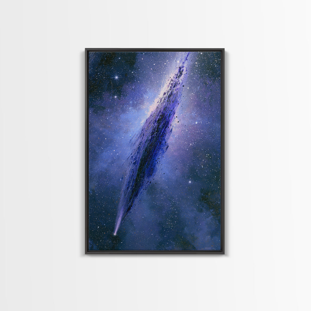 Comet Streaking Through Violet Darkness Canvas Print, Space Art, Spa Decor, Abstract Art, Serenity, Minimalist Wall Art, SAR-2x3-86