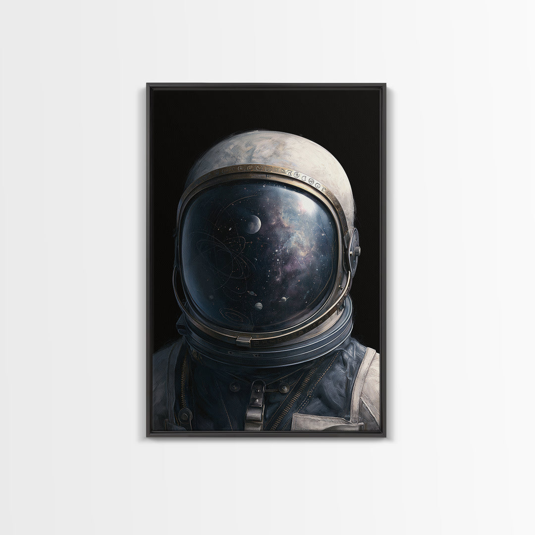 Astronaut Helmet Reflecting a Nebula Canvas Print, Space Art, Abstract Painting, Spa Decor, Serenity, Minimalist Decor, SAR-2x3-96