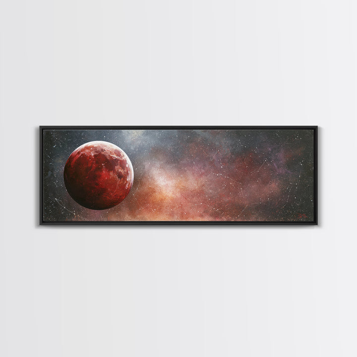 Lunar Eclipse in Deep Red Tones Canvas Print, Space Art, Large Wall Art, Spa Decor, Fine Art, Serenity, Minimalist Wall Art, SAR-3x1-75