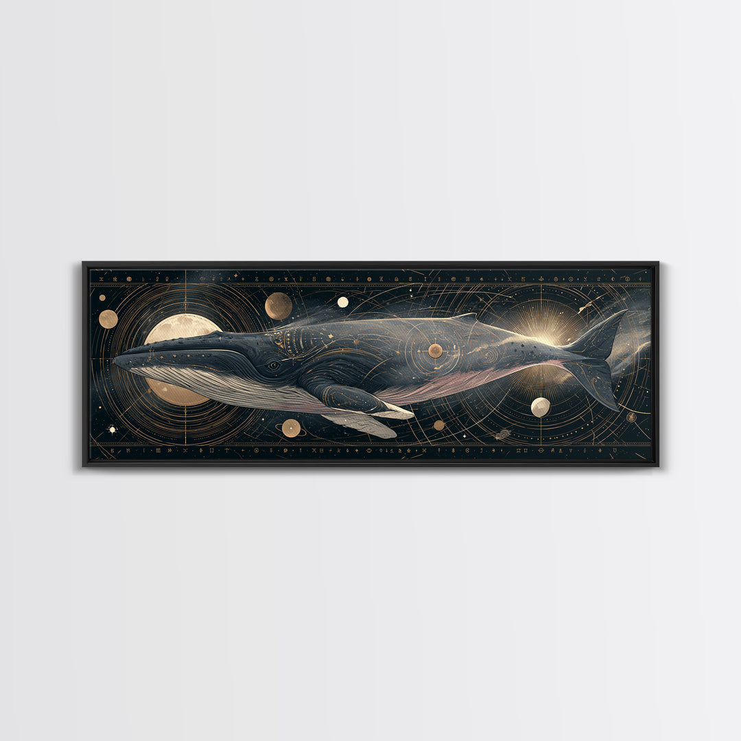 Space Whale Swimming Through Star Dust Canvas Print, Space Art, Wall Decor, Spa Decor, Fine Art, Serenity, Large Wall Art, SAR-3x1-96