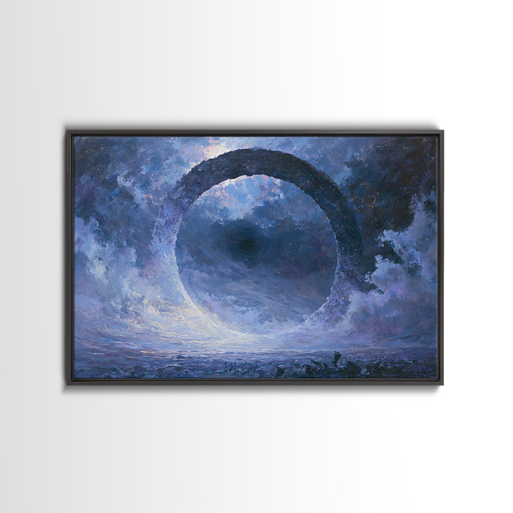 Black Hole with Radiant Accretion Ring Framed Canvas Print, Space Art, Room Decor, Spa Decor, Fine Art, Serenity, Printable Art, SAR-3x2-35