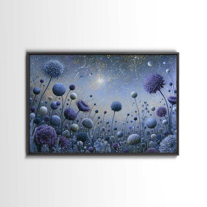 Cosmic Garden with Planets as Flowers Framed Canvas Print, Space Art, Luxury Decor, Spa Decor, Fine Art, Serenity, Room Decor, SAR-3x2-41