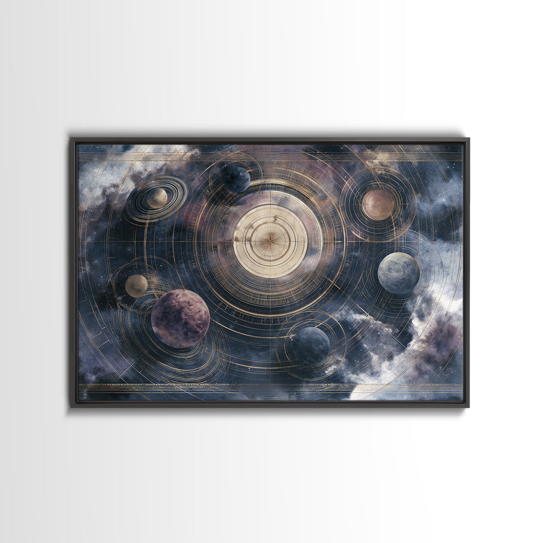 Solar System Arrangement Canvas Print, Space Art, Painting, Spa Decor, Fine Art, Serenity, Canvas Wall Art, Abstract Art, SAR-3x2-56
