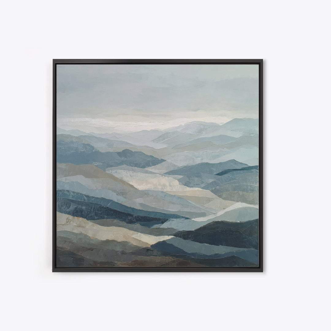 Minimal Fjord Landscape Framed Canvas Print, Scandinavian Art, Living Room Wall Art, Living Room Decor, Oil Painting, Nordic, SCA-1x1-2
