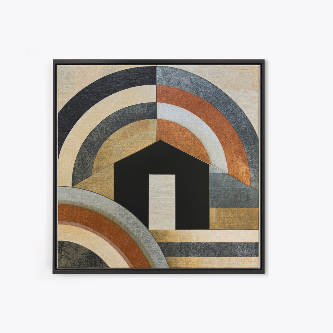 Simple Black House Shape Canvas Print, Scandinavian Art, Boho Wall Art, Living Room Decor, Abstract Art, Nordic, Modern Decor, SCA-1x1-31