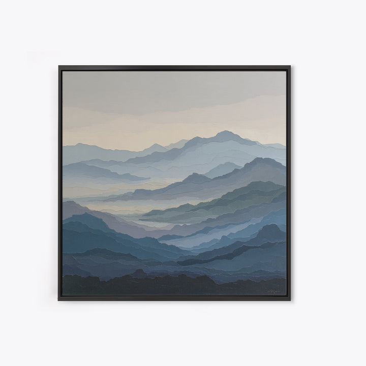 Muted Mountain Layers Framed Canvas Print, Scandinavian Art, Gallery Decor, Living Room Decor, Fine Art, Nordic, Home Decor, SCA-1x1-32