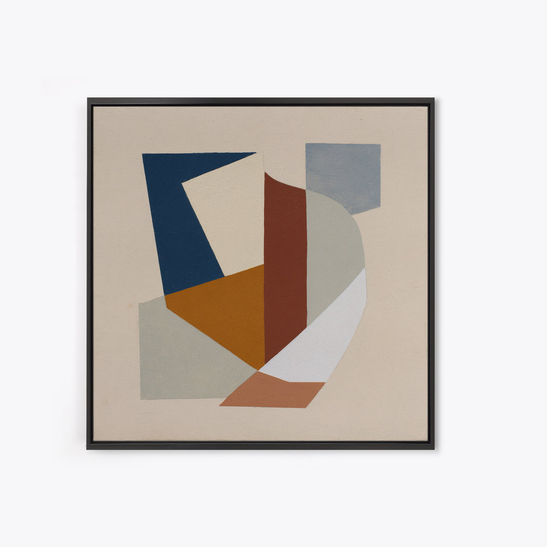 Soft Beige Geometric Abstraction Framed Canvas Print, Scandinavian Art, Gallery Decor, Living Room Decor, Abstract Art, Nordic, SCA-1x1-51