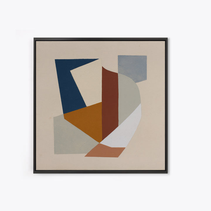 Soft Beige Geometric Abstraction Framed Canvas Print, Scandinavian Art, Gallery Decor, Living Room Decor, Abstract Art, Nordic, SCA-1x1-51