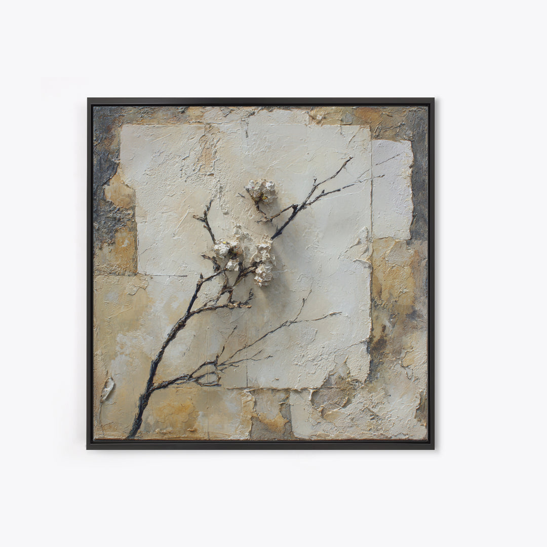 Pale Oak Botanical Line Drawing Framed Canvas Print, Scandinavian Art, Wall Decor, Living Room Decor, Fine Art, Nordic, SCA-1x1-53