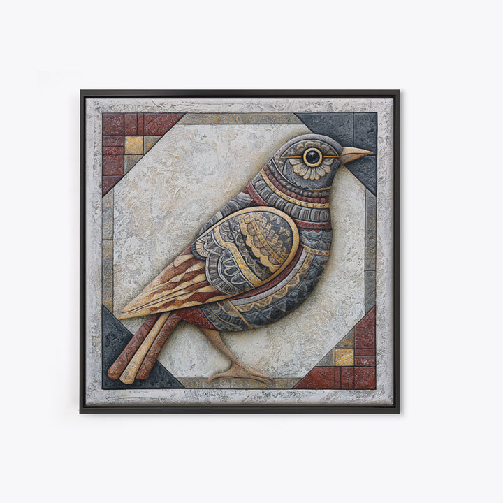 Nordic Folk Bird Canvas Print, Scandinavian Art, Modern Decor, Living Room Decor, Fine Art, Nordic, Wall Decor, Art Print, SCA-1x1-59