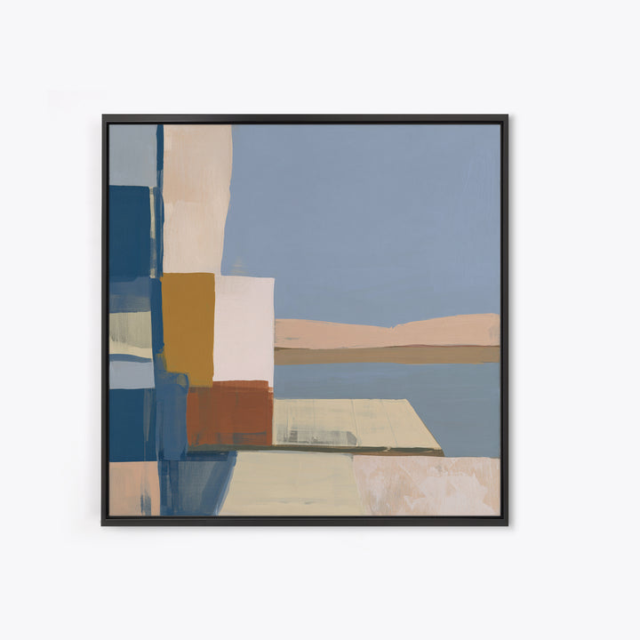 Calm Lake Dock Framed Canvas Print, Scandinavian Art, Fine Art Print, Living Room Decor, Oil Painting, Nordic, Printable, SCA-1x1-63