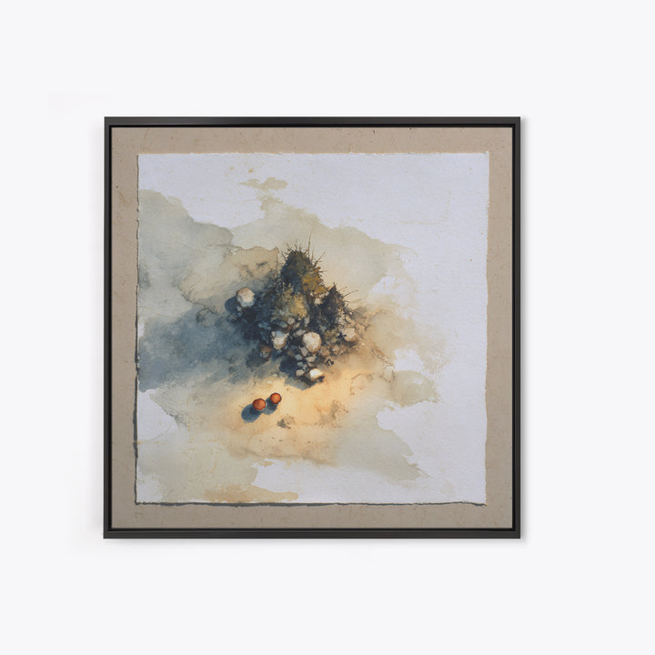 Winter Cabin Smoke Framed Canvas Print, Scandinavian Art, Scandinavian, Living Room Decor, Abstract Art, Nordic, Wall Art, SCA-1x1-66