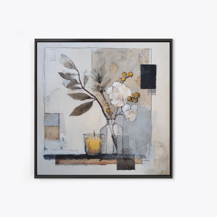 Soft Wool Texture Abstract Framed Canvas Print, Scandinavian Art, Statement Artwork, Living Room Decor, Abstract Art, Nordic, SCA-1x1-67