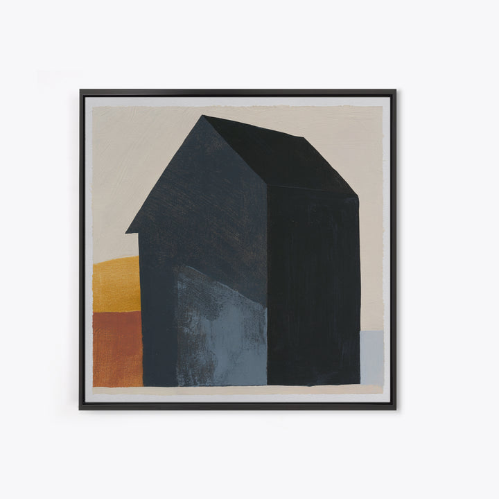 Simple Black House Shape Framed Canvas Print, Scandinavian Art, Abstract Art, Living Room Decor, Nordic, Abstract Painting, SCA-1x1-7