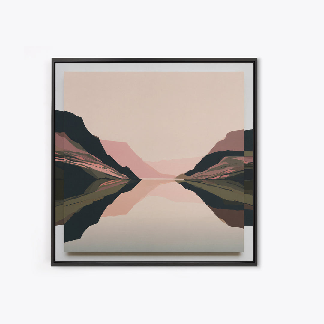 Minimal Fjord Landscape Framed Canvas Print, Scandinavian Art, Room Decor, Living Room Decor, Nordic, Mid Century Modern, SCA-1x1-74