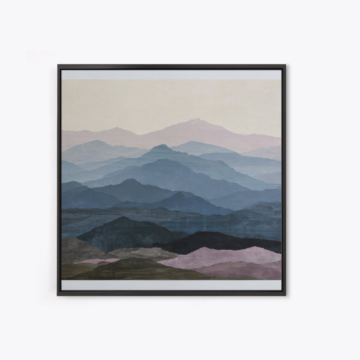 Muted Mountain Layers Framed Canvas Print, Scandinavian Art, Statement Artwork, Living Room Decor, Fine Art, Nordic, Art Print, SCA-1x1-80