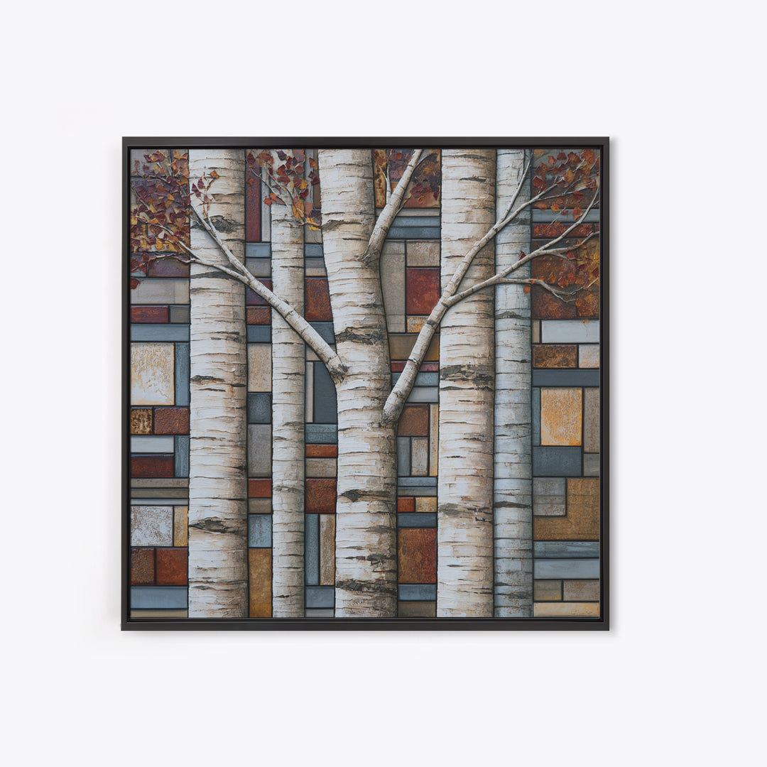 Birch Tree Trunks Canvas Print, Scandinavian Art, Minimalist Decor, Living Room Decor, Fine Art, Nordic, Oil Painting, SCA-1x1-9