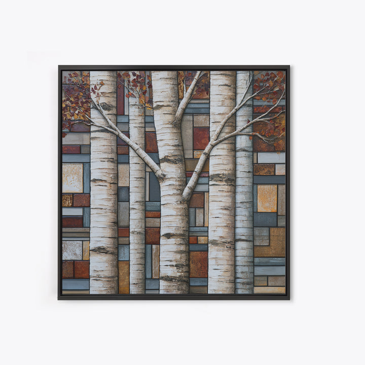 Birch Tree Trunks Canvas Print, Scandinavian Art, Minimalist Decor, Living Room Decor, Fine Art, Nordic, Oil Painting, SCA-1x1-9