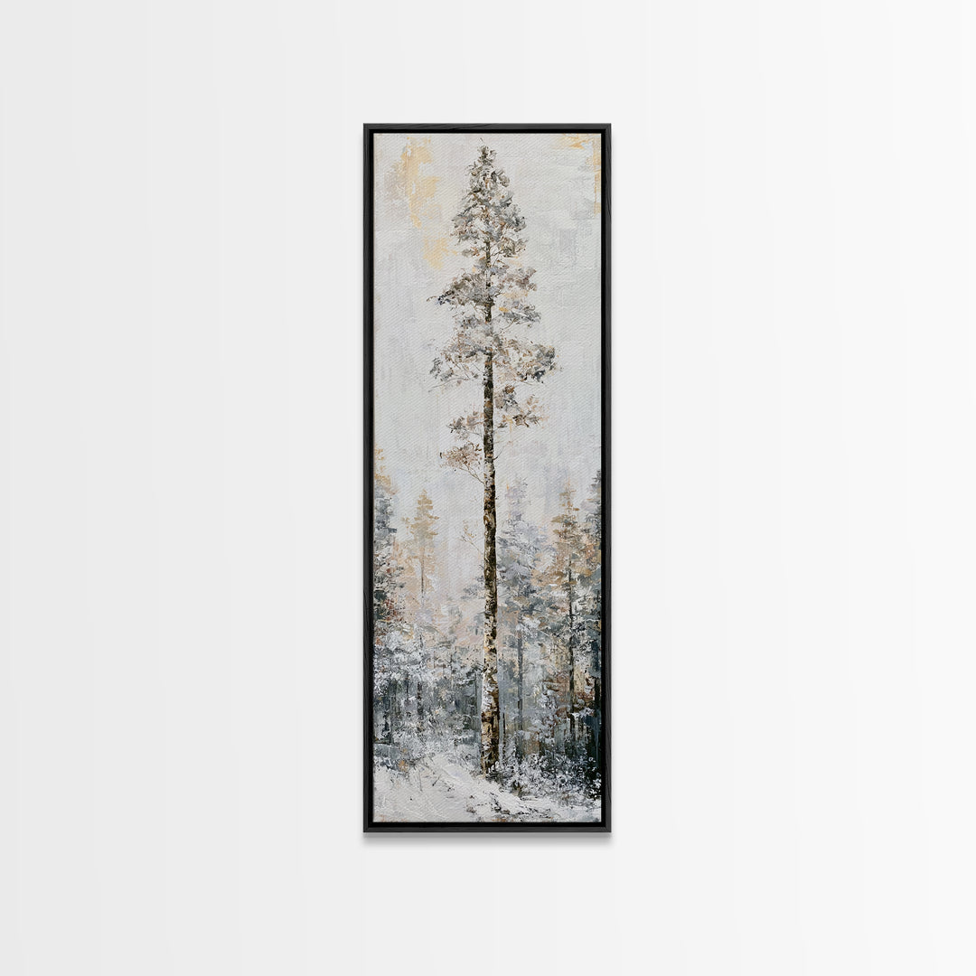 Snowy Nordic Forest Canvas Print, Scandinavian Art, Printable, Living Room Decor, Oil Painting, Nordic, Abstract Wall Art, SCA-1x3-13