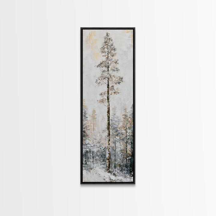 Snowy Nordic Forest Canvas Print, Scandinavian Art, Printable, Living Room Decor, Oil Painting, Nordic, Abstract Wall Art, SCA-1x3-13