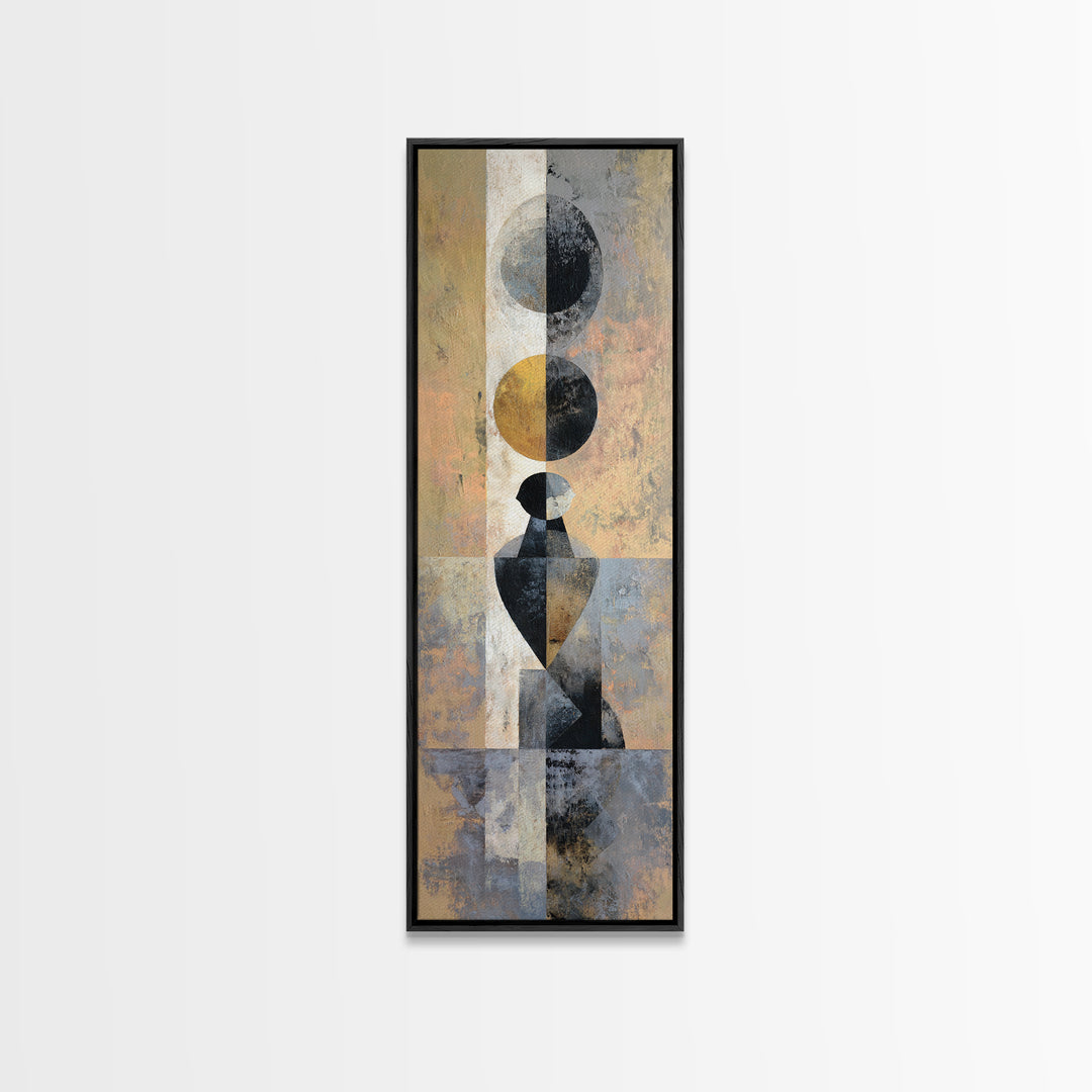 Soft Beige Geometric Abstraction Framed Canvas Print, Scandinavian Art, Modern Wall Art, Living Room Decor, Fine Art, Nordic, SCA-1x3-15