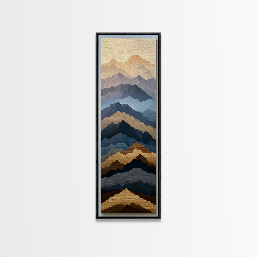 Muted Mountain Layers Canvas Print, Scandinavian Art, Printable Art, Living Room Decor, Oil Painting, Nordic, Modern Art, SCA-1x3-44