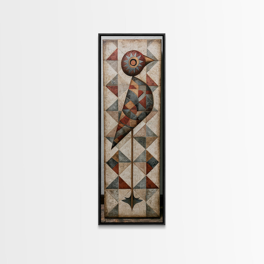 Nordic Folk Bird Framed Canvas Print, Scandinavian Art, Scandinavian, Living Room Decor, Fine Art, Nordic, Wall Art, Home Decor, SCA-1x3-47