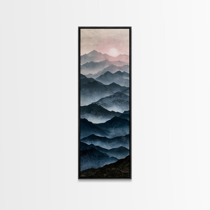 Muted Mountain Layers Canvas Print, Scandinavian Art, Floral Wall Art, Living Room Decor, Fine Art, Nordic, Minimalist Decor, SCA-1x3-68