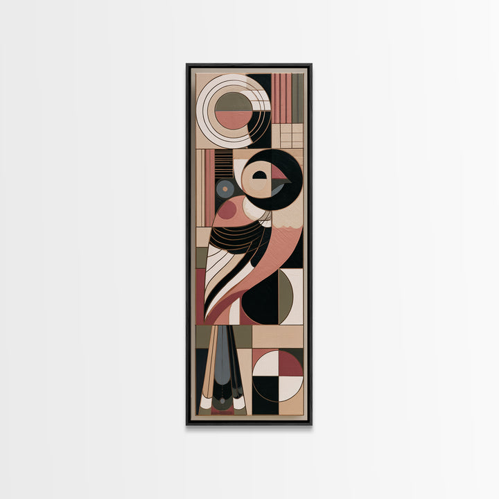 Nordic Folk Bird Framed Canvas Print, Scandinavian Art, Contemporary Art, Living Room Decor, Fine Art, Nordic, Digital Wall Art, SCA-1x3-71