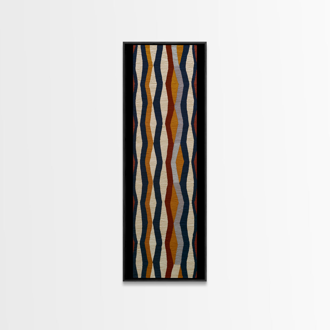 Scandinavian Textile Pattern Framed Canvas Print, Scandinavian Art, Scandinavian, Living Room Decor, Oil Painting, Nordic, SCA-1x3-76
