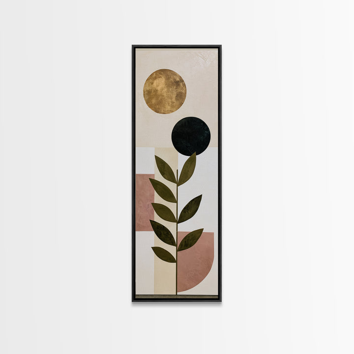 Minimal Sun over Pine Forest Canvas Print, Scandinavian Art, Original Painting, Living Room Decor, Nordic, Modern Wall Art, SCA-1x3-77